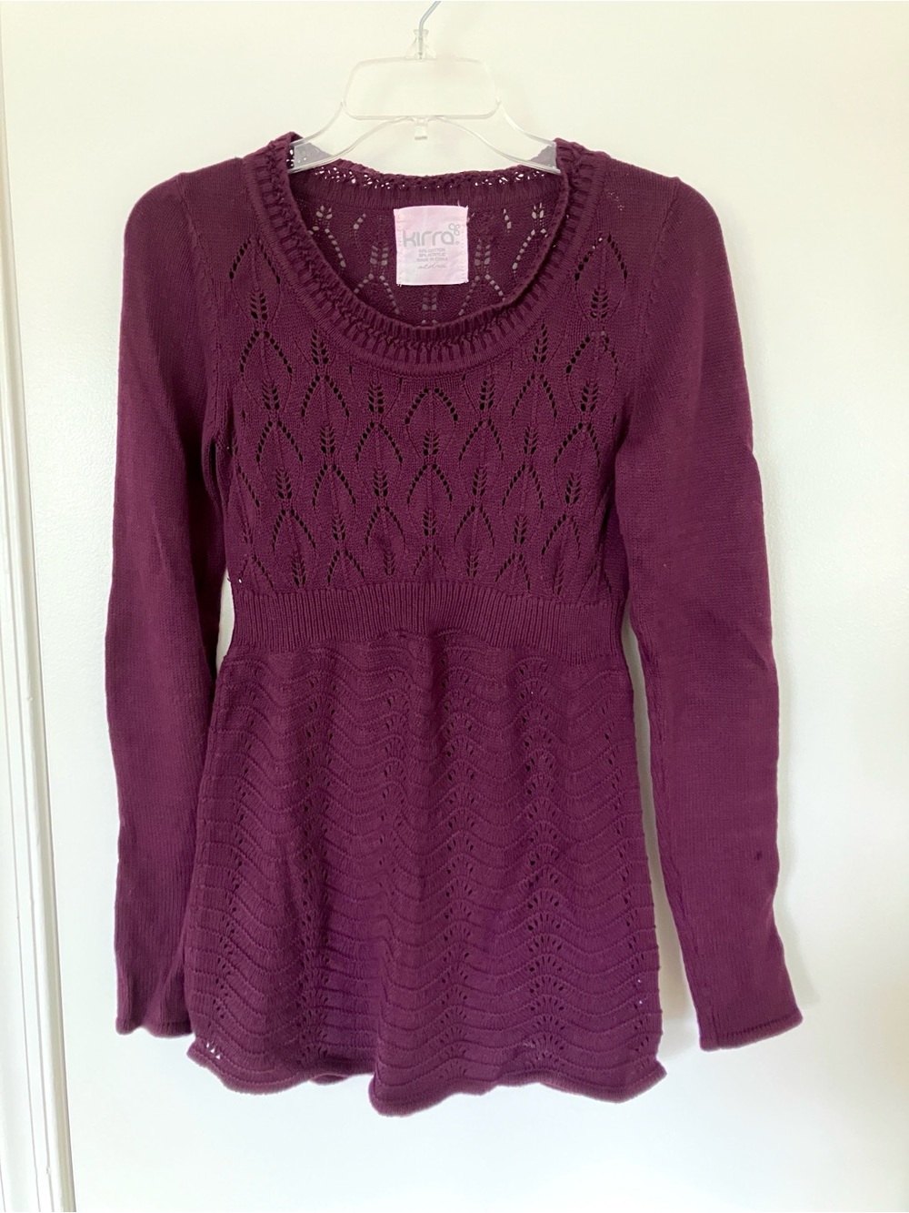 Kirra Burgundy Crochet Knit Sweater